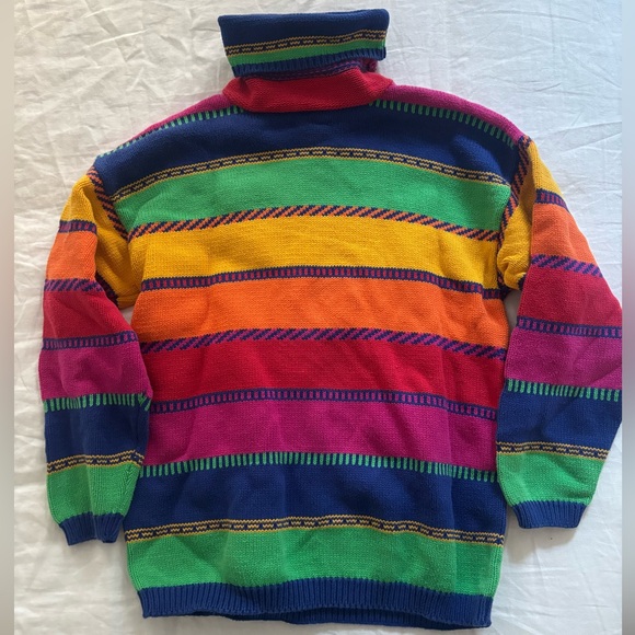Cambridge Dry Goods Sweaters - Multicolor Striped Turtleneck Sweater